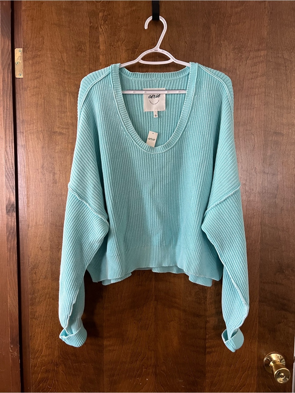 Aerie Ribbed Scoop Neck Cropped Sweater